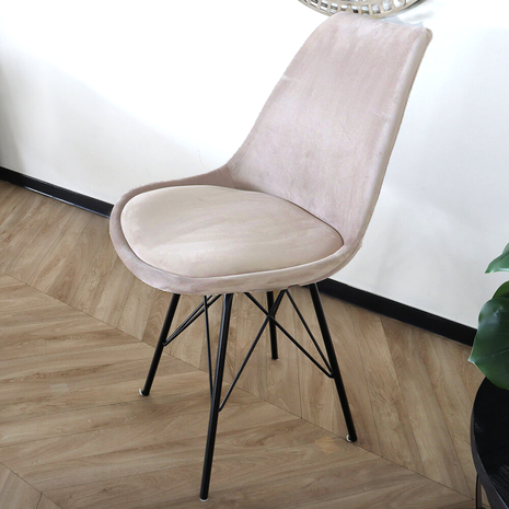 Lizzely Garden & Living Chaise de salle à manger Viga velours sable