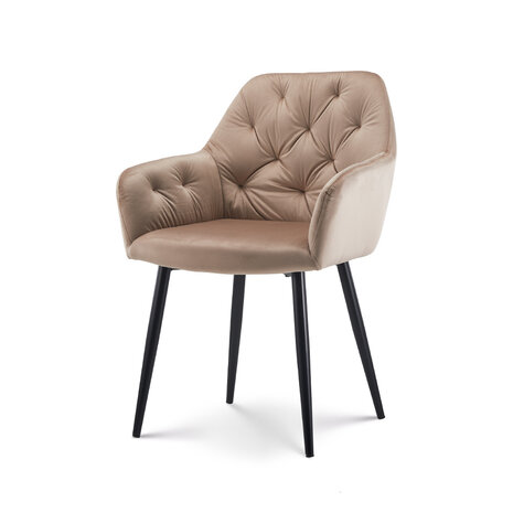 Lizzely Garden & Living Chaise de salle à manger avec accoudoir Paco en velours champagne Lizzely Garden & Living Chaise de salle à manger avec accoudoir Paco en velours champagne
