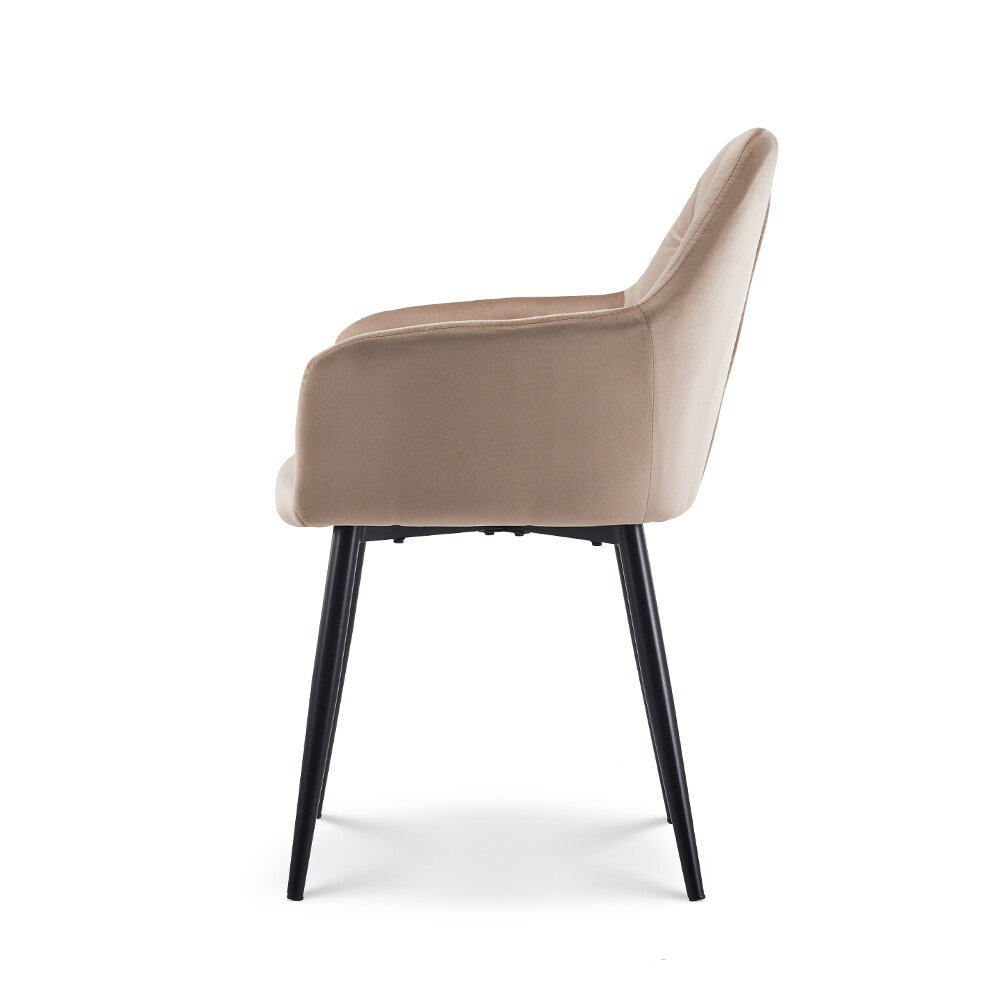 Chaise de salle à manger avec accoudoir Paco en velours champagne Chaise de salle à manger avec accoudoir Paco en velours champagne