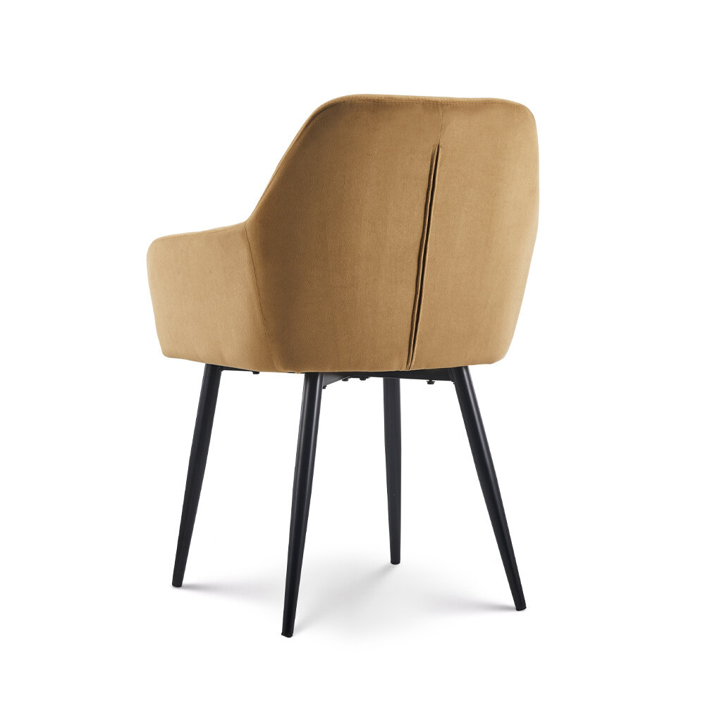 Chaise de salle à manger avec accoudoir Paco en velours doré