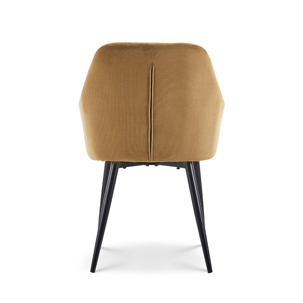 Chaise de salle à manger avec accoudoir Paco en velours doré