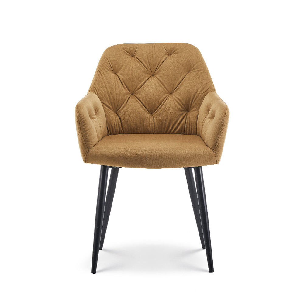 Chaise de salle à manger avec accoudoir Paco en velours doré