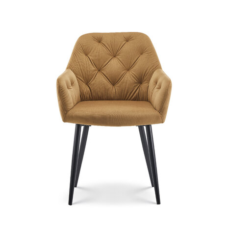 Lizzely Garden & Living Chaise de salle à manger avec accoudoir Paco en velours doré