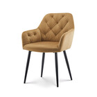 Chaise de salle à manger avec accoudoir Paco en velours doré