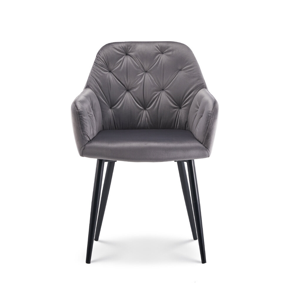 Chaise de salle à manger avec accoudoir Paco en velours anthracite