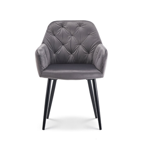 Lizzely Garden & Living Chaise de salle à manger avec accoudoir Paco en velours anthracite