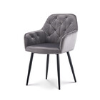 Chaise de salle à manger avec accoudoir Paco en velours anthracite