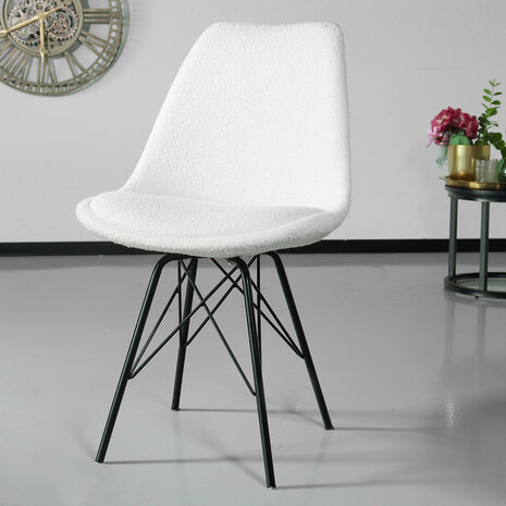 Lizzely Garden & Living Chaise de salle à manger Viga blanc cassé teddy