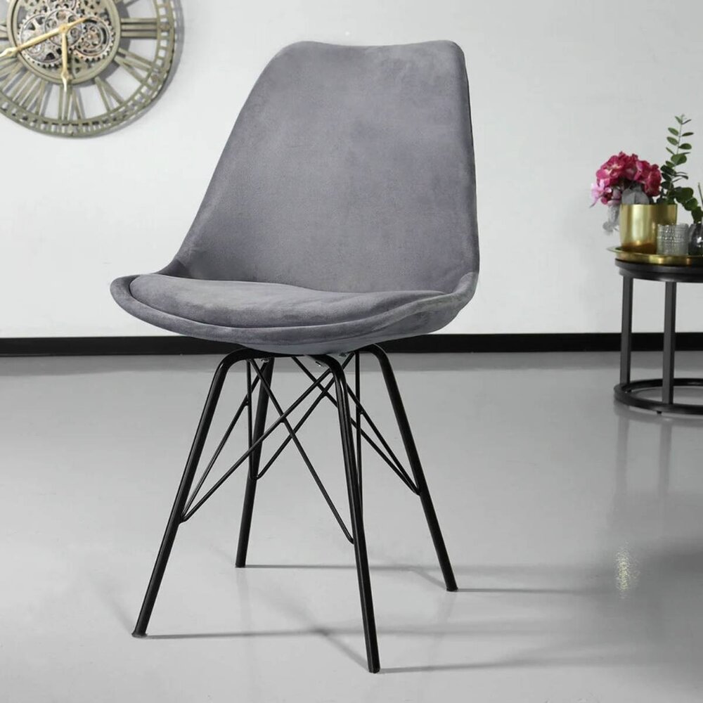 Chaise de salle à manger Viga velours gris