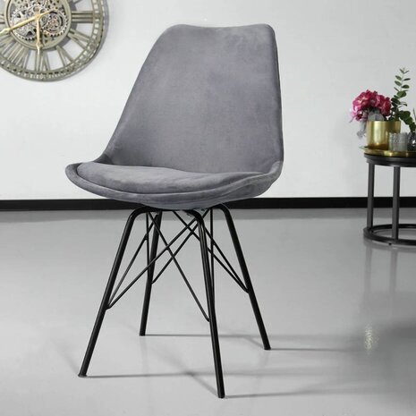 Lizzely Garden & Living Chaise de salle à manger Viga velours gris