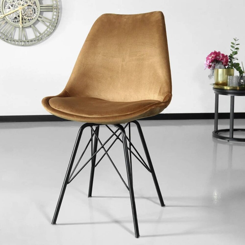 Chaise de salle à manger Viga velours marron