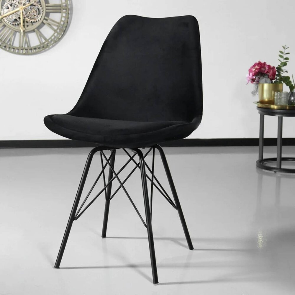Chaise de salle à manger Viga velours noir