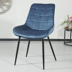 Lizzely Garden & Living Chaise de salle à manger De Vince velours bleu foncé