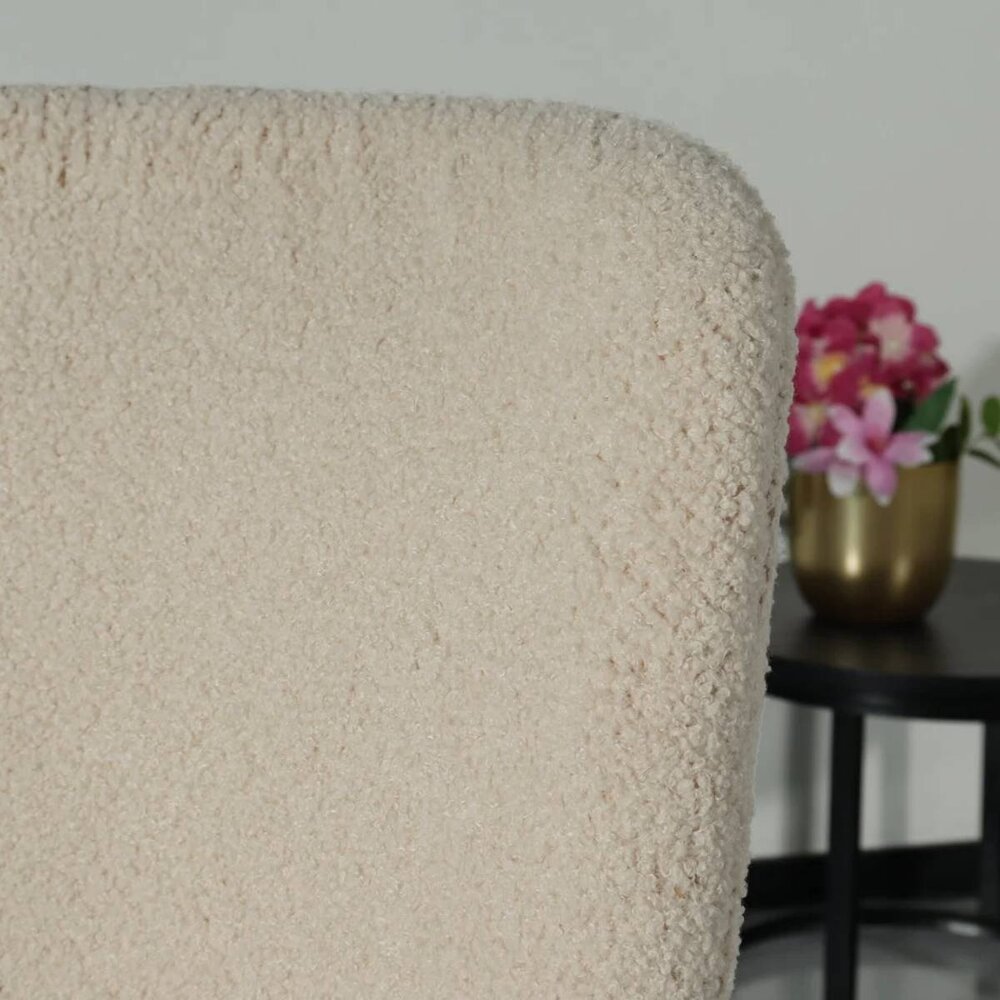 Chaise de salle à manger Maxime beige en tissu teddy