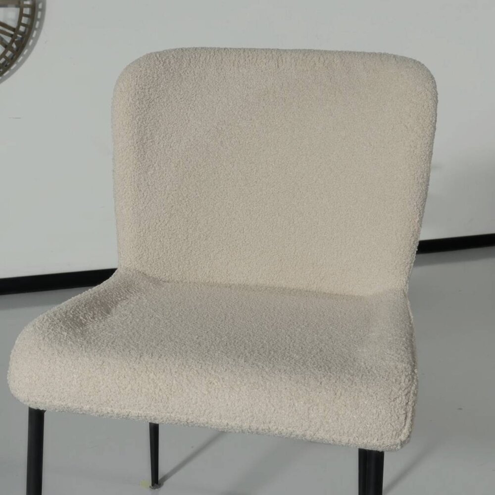Chaise de salle à manger Maxime beige en tissu teddy