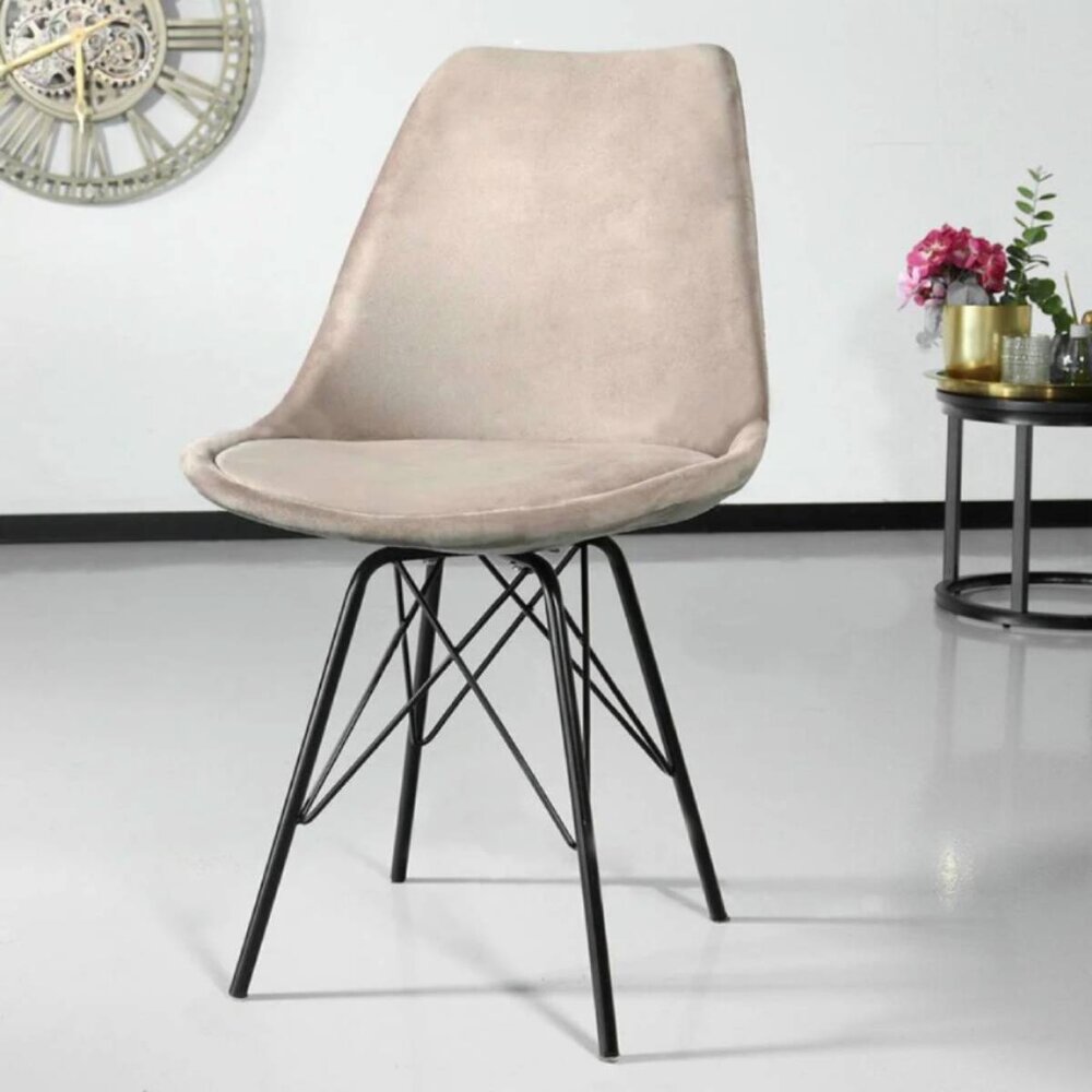 Chaise de salle à manger Viga velours sable