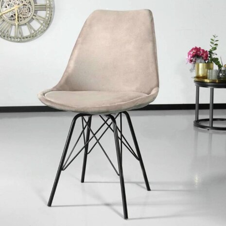 Lizzely Garden & Living Chaise de salle à manger Viga velours sable