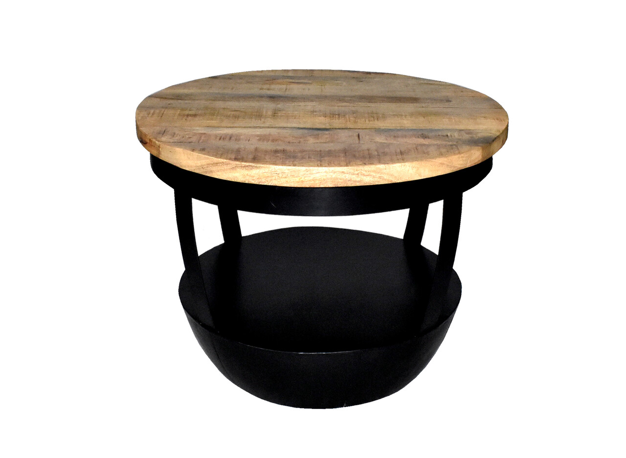 Table basse ronde en bois de manguier Luca industriel en bois massif Table basse ronde en bois de manguier Luca industriel en bois massif