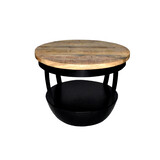 Lizzely Garden & Living Table basse ronde en bois de manguier Luca industriel en bois massif