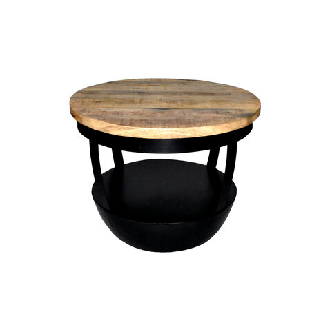 Lizzely Garden & Living Table basse ronde en bois de manguier Luca industriel en bois massif Lizzely Garden & Living Table basse ronde en bois de manguier Luca industriel en bois massif