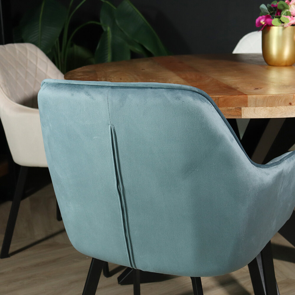 Chaise de salle à manger Yurgan bleu velours avec accoudoirs Chaise de salle à manger Yurgan bleu velours avec accoudoirs