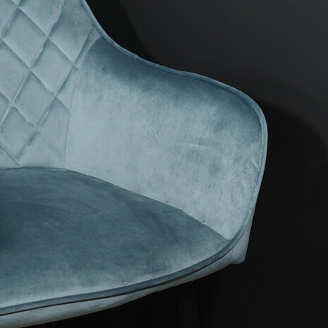 Lizzely Garden & Living Chaise de salle à manger Yurgan bleu velours avec accoudoirs Lizzely Garden & Living Chaise de salle à manger Yurgan bleu velours avec accoudoirs