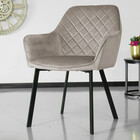 Chaise de salle à manger Yurgan marron clair velours avec accoudoirs