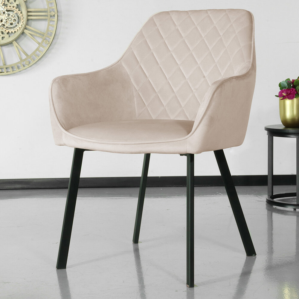 Chaise de salle à manger avec accoudoirs Yurgan sable velours