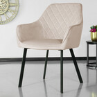 Chaise de salle à manger avec accoudoirs Yurgan sable velours