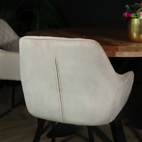 Lizzely Garden & Living Chaise de salle à manger avec accoudoirs Yurgan sable velours