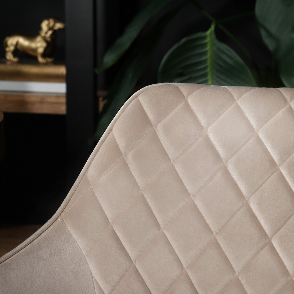 Chaise de salle à manger avec accoudoirs Yurgan sable velours