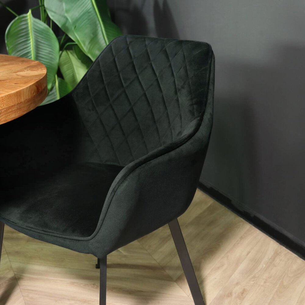 Chaise de salle à manger Yurgan velours noir avec accoudoirs Chaise de salle à manger Yurgan velours noir avec accoudoirs