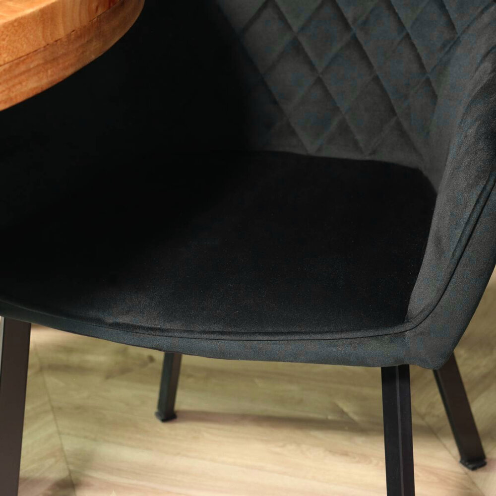 Chaise de salle à manger Yurgan velours noir avec accoudoirs Chaise de salle à manger Yurgan velours noir avec accoudoirs