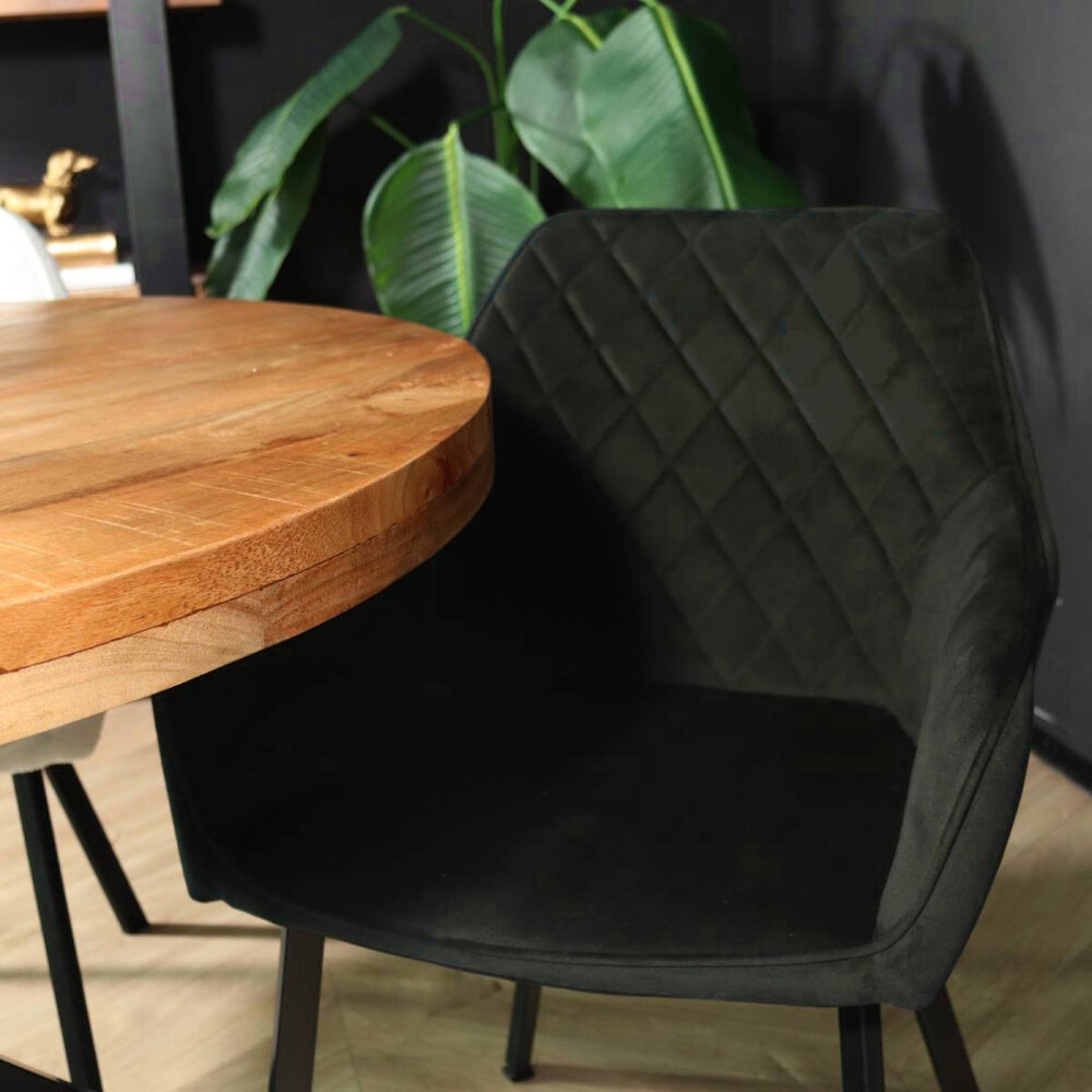 Chaise de salle à manger Yurgan velours noir avec accoudoirs Chaise de salle à manger Yurgan velours noir avec accoudoirs