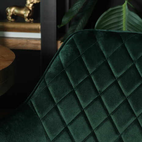 Lizzely Garden & Living Chaise de salle à manger avec accoudoirs Yurgan velours vert foncé