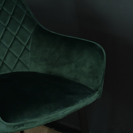 Lizzely Garden & Living Chaise de salle à manger avec accoudoirs Yurgan velours vert foncé