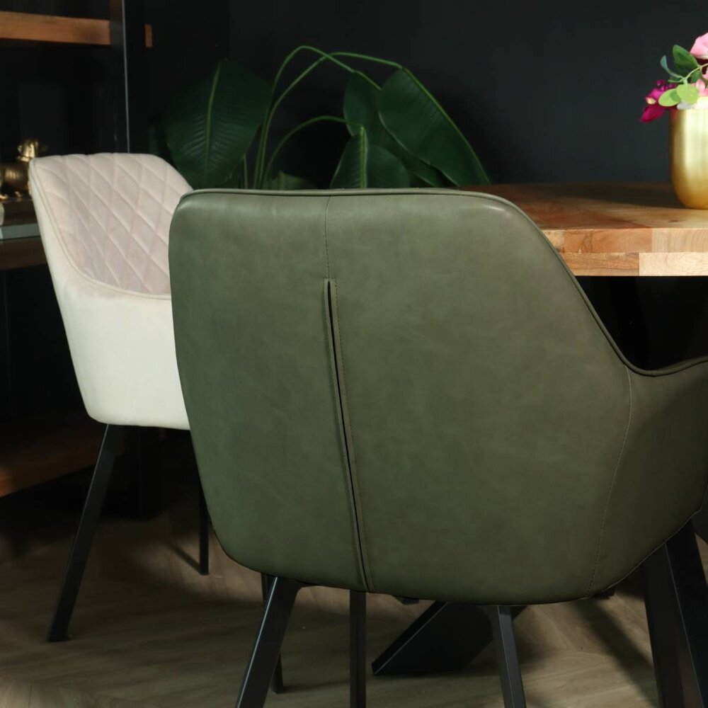 Chaise de salle à manger Yurgan vert foncé avec accoudoirs