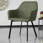 Chaise de salle à manger Yurgan vert foncé avec accoudoirs