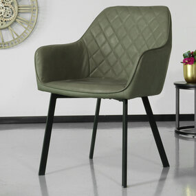 Lizzely Garden & Living Chaise de salle à manger Yurgan vert foncé avec accoudoirs