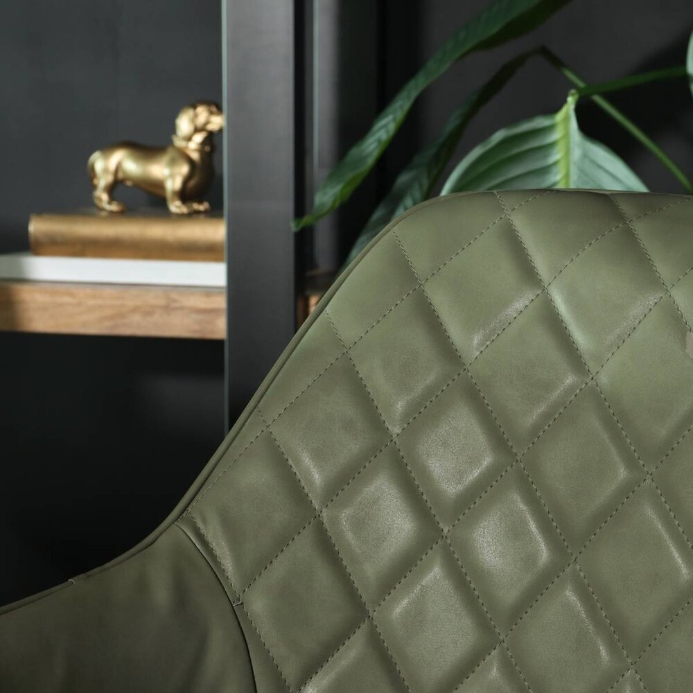 Chaise de salle à manger Yurgan vert foncé avec accoudoirs