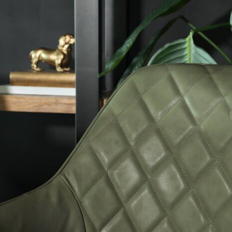 Lizzely Garden & Living Chaise de salle à manger Yurgan vert foncé avec accoudoirs