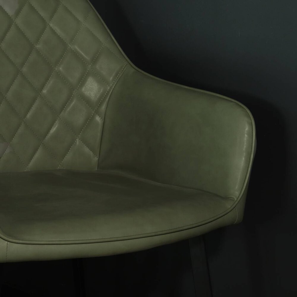 Chaise de salle à manger Yurgan vert foncé avec accoudoirs