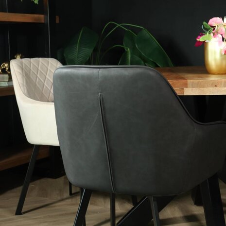 Lizzely Garden & Living Chaise de salle à manger avec accoudoirs Yurgan anthracite