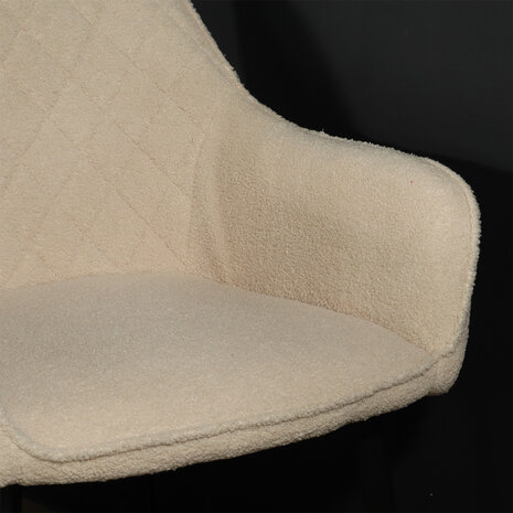 Lizzely Garden & Living Chaise de salle à manger avec accoudoirs Yurgan teddy bouclé beige