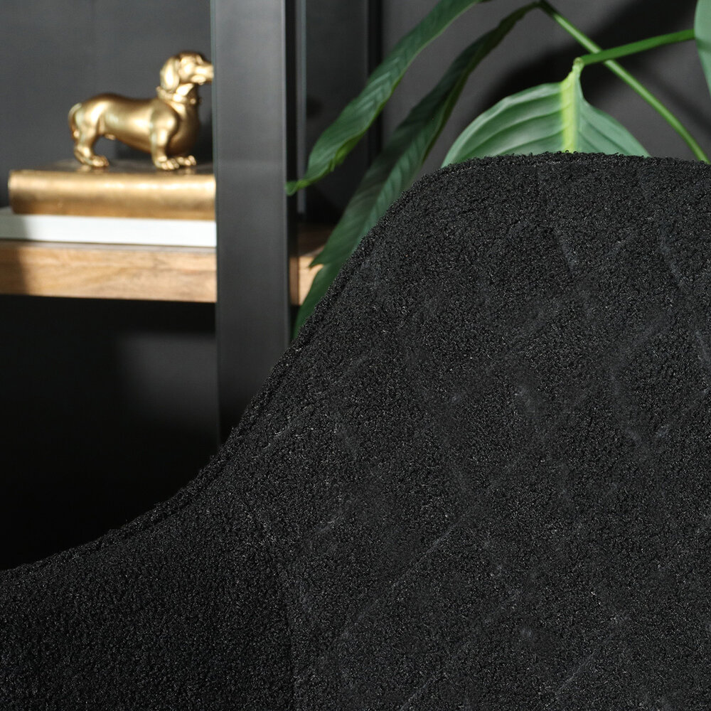 Chaise de salle à manger avec accoudoirs Yurgan teddy bouclé noir