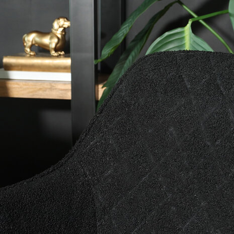 Lizzely Garden & Living Chaise de salle à manger avec accoudoirs Yurgan teddy bouclé noir