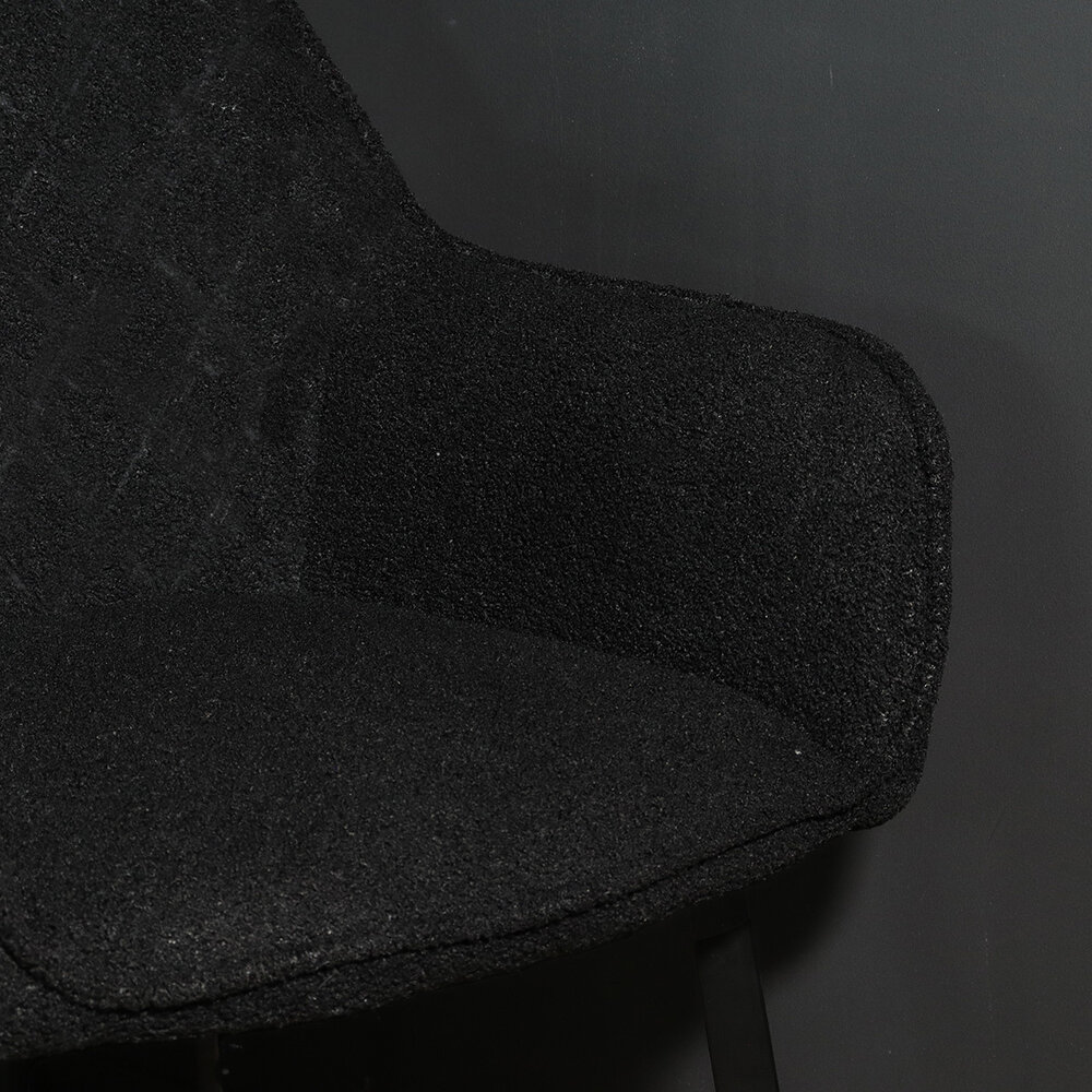 Chaise de salle à manger avec accoudoirs Yurgan teddy bouclé noir