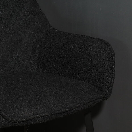 Lizzely Garden & Living Chaise de salle à manger avec accoudoirs Yurgan teddy bouclé noir