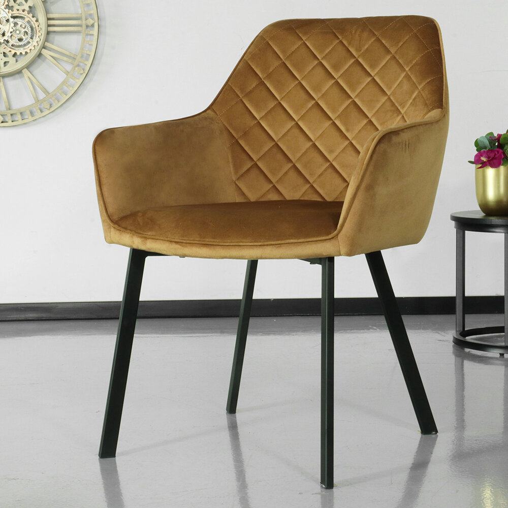 Chaise de salle à manger Yurgan velours marron avec accoudoirs Chaise de salle à manger Yurgan velours marron avec accoudoirs
