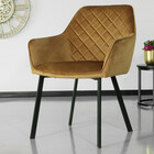 Chaise de salle à manger Yurgan velours marron avec accoudoirs